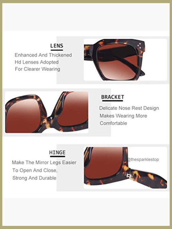 Vintage Oversized Square Sunglasses UV400 Protection Flat Lens main image 6